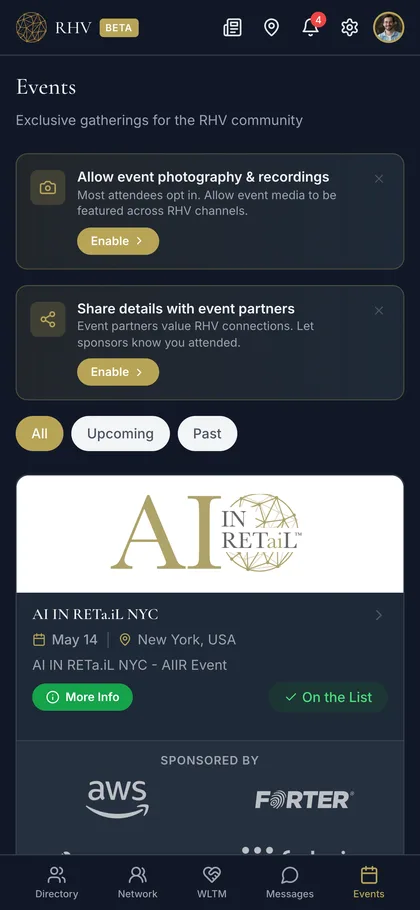 Rarely Heard Voices app events screen